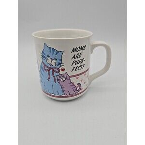 MOMS ARE PURR-FECT! Coffee Mug Cup Kitty Cats Feline Mother Love Hearts Gift Hug